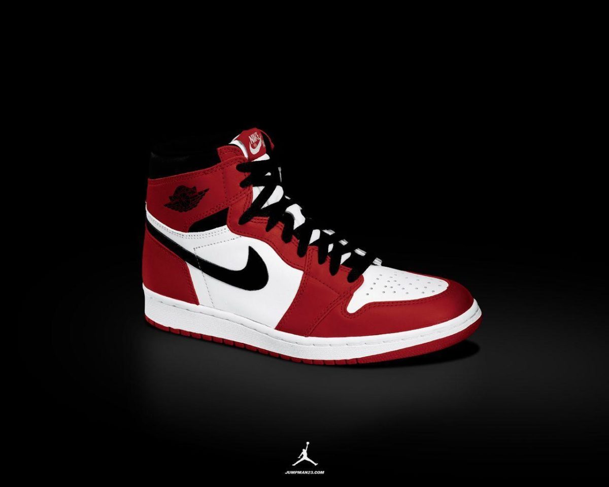 Air Jordan 1 (I) – white/black-red Wallpaper – KicksOnFire.com