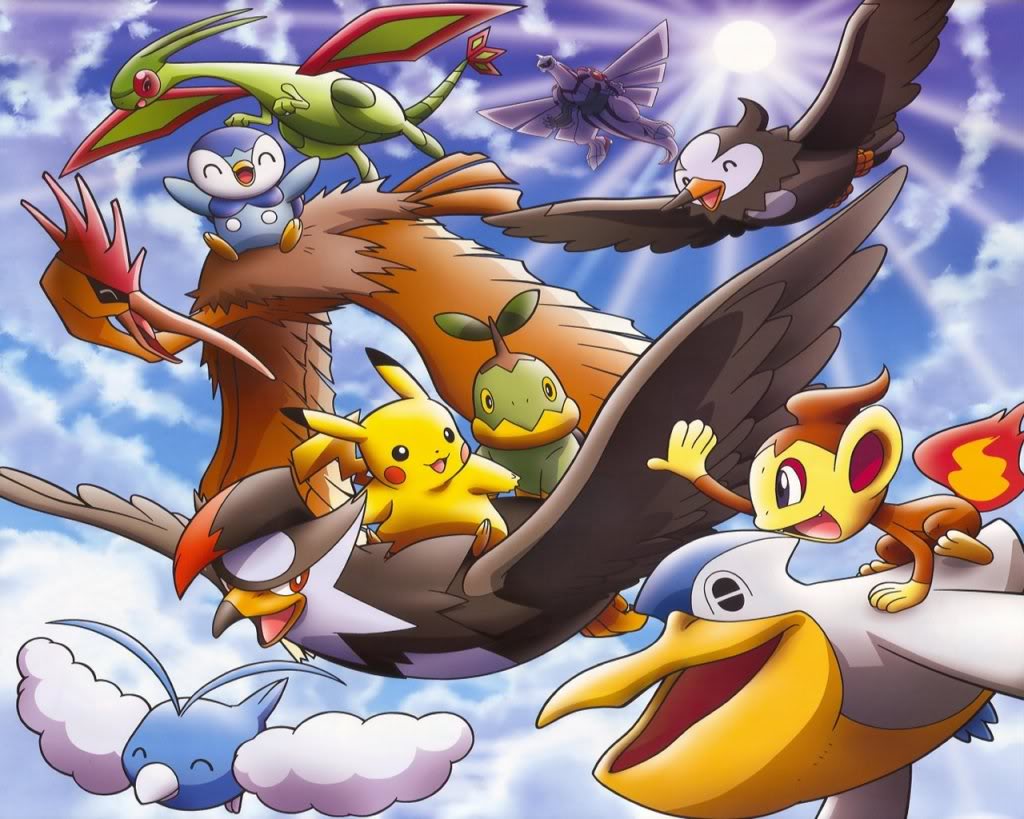 Pikachu, Turtwig, Piplup, Chimchar,Starly (inicial pokémons) with …