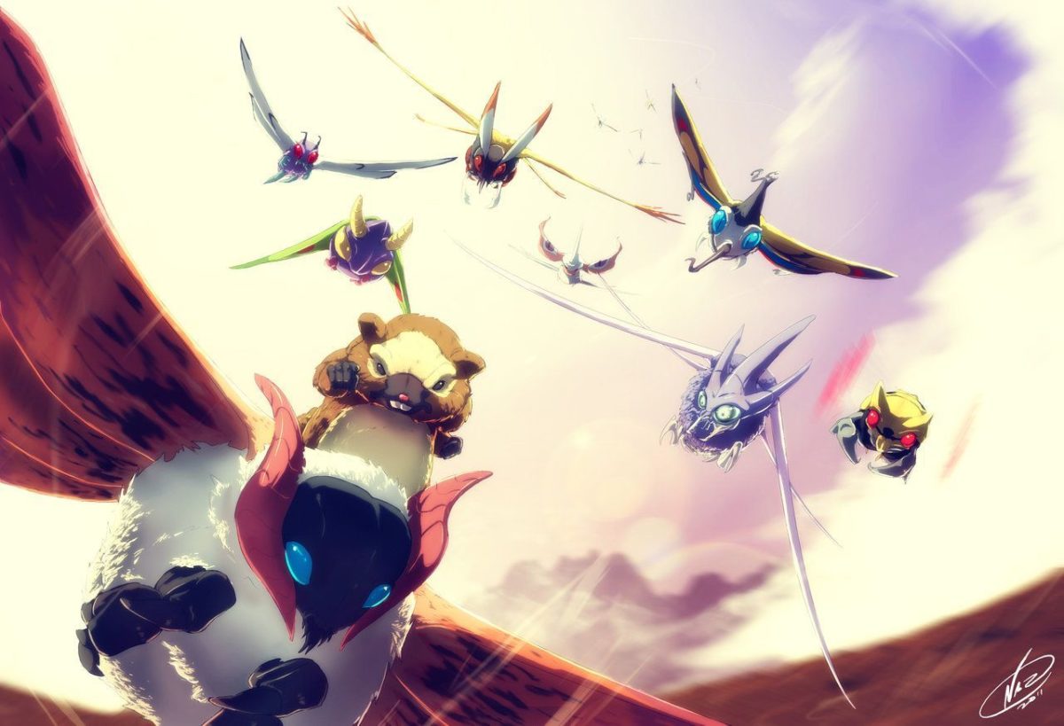 Air force pokemon bug flying in the sky beautifly – venomoth- yanma …