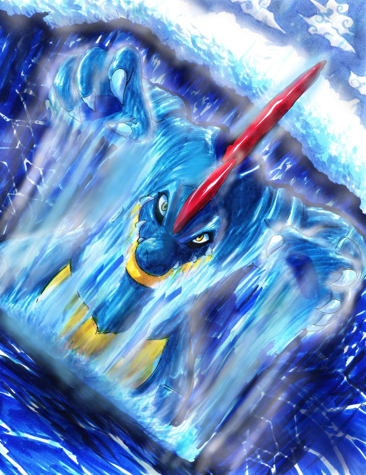 water pokemon surfing deviantart artwork waterfalls feraligatr …