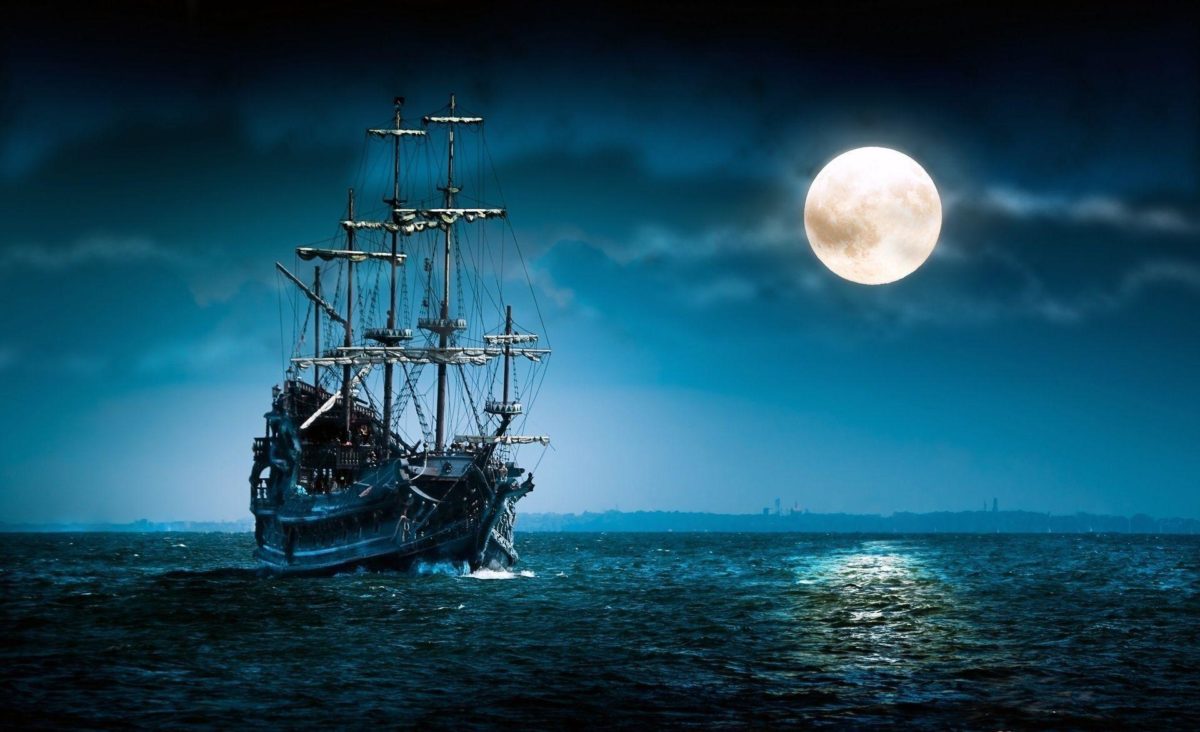 Full Moon Night Ship – NineWallpaper