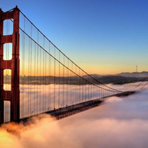download Foggy Sunrise at Golden Gate Bridge Wallpaper | Last Wallpaper