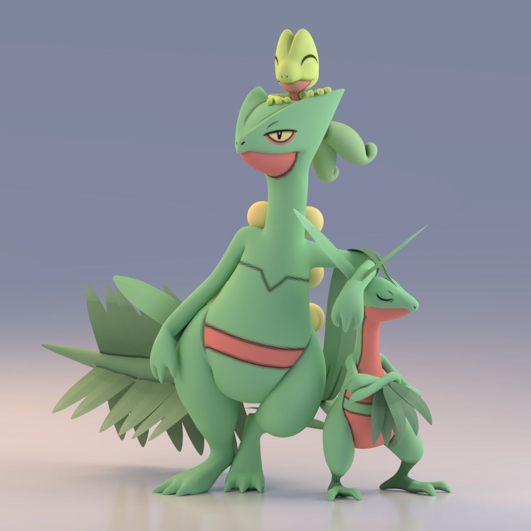 Render of Sceptile, Grovyle, and Treeko using Pokemon X and Y …