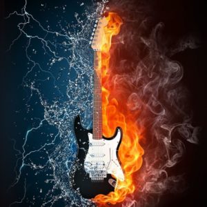 download Wallpapers For > Blue Flaming Guitar Wallpaper