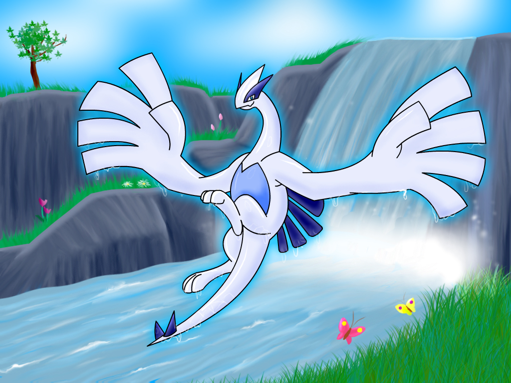 Lugia images Lugia by a waterfall. HD wallpaper and background …