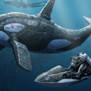 download Divers and a robotic orca wallpaper – Fantasy wallpapers – #