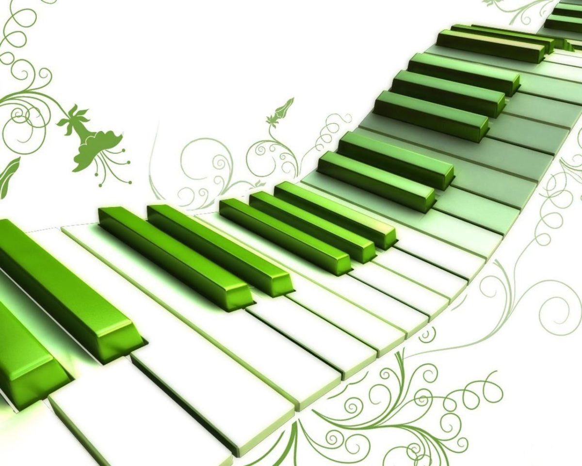 green piano wallpaper