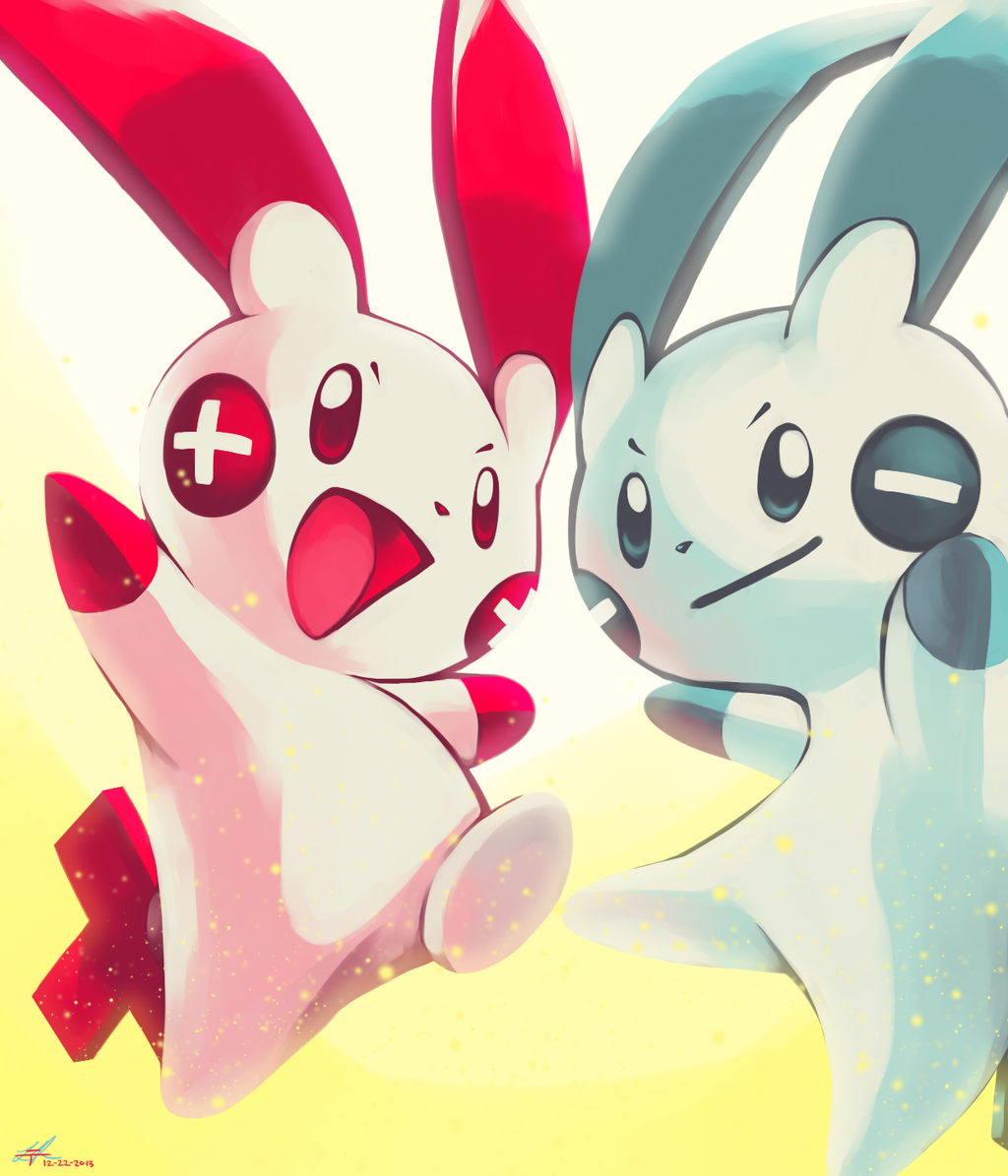 Day20 [ELECTRIC RODENT] Plusle and Minun by Rock-Bomber on DeviantArt