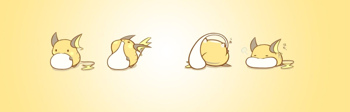 pokemon food raichu simple background eating yellow background …