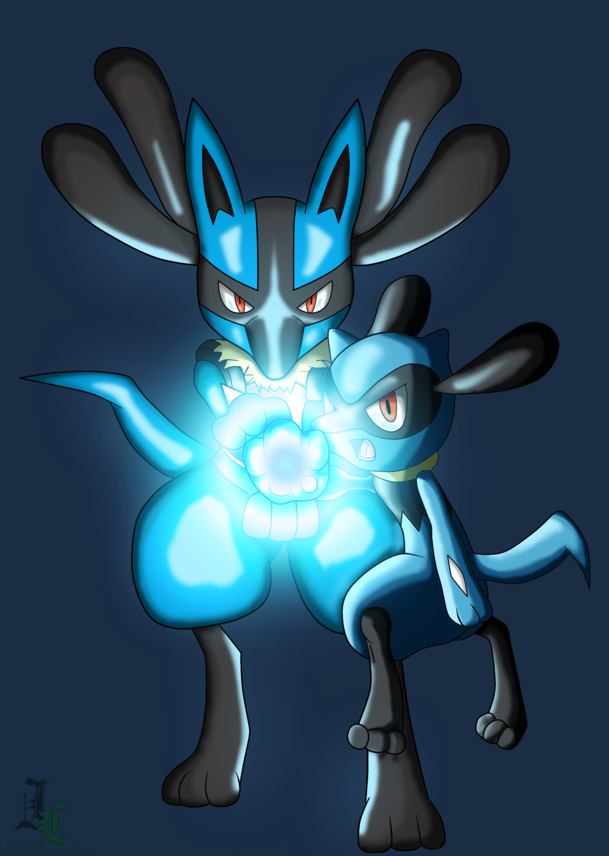 Lucario and Riolu Aura Sphere Colored by JamalC157 on DeviantArt