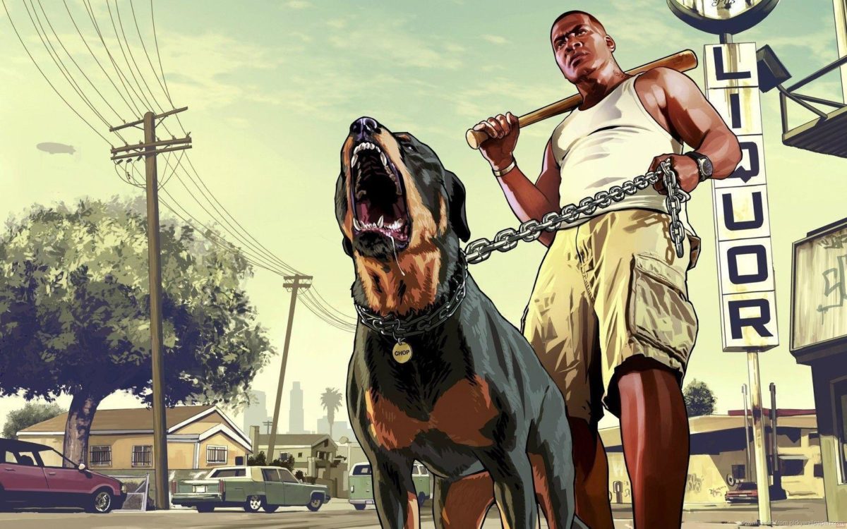 Download 1680×1050 GTA 5 Franklin With A Rottweiler Wallpaper