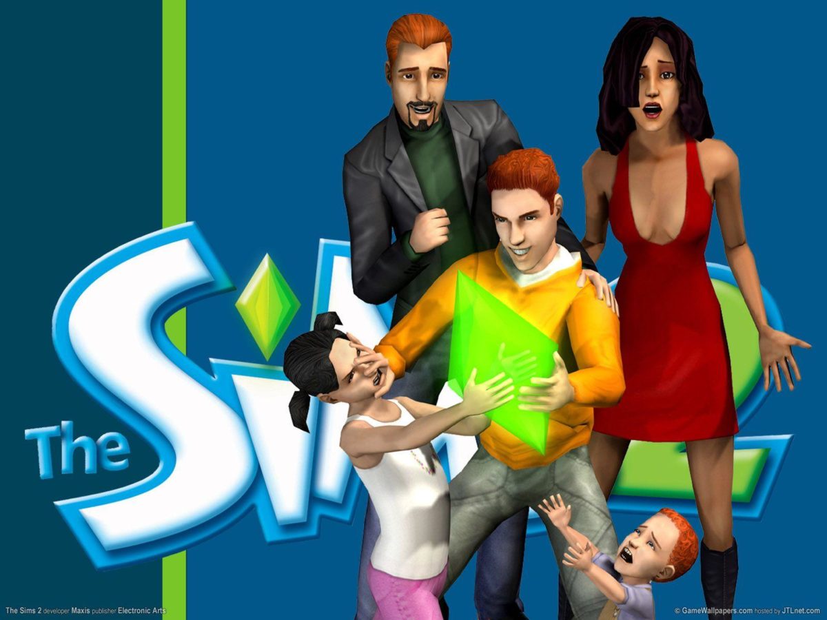 Wallpaper blue, The Sims 2, The Sims 2.