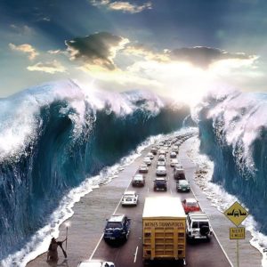 download Tsunami Hitting the Highway Wallpaper and Stock Photo